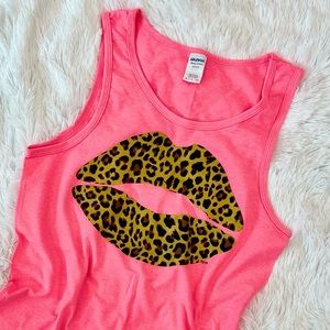 Leopard Print Lips Tank by Golly Wally Designs